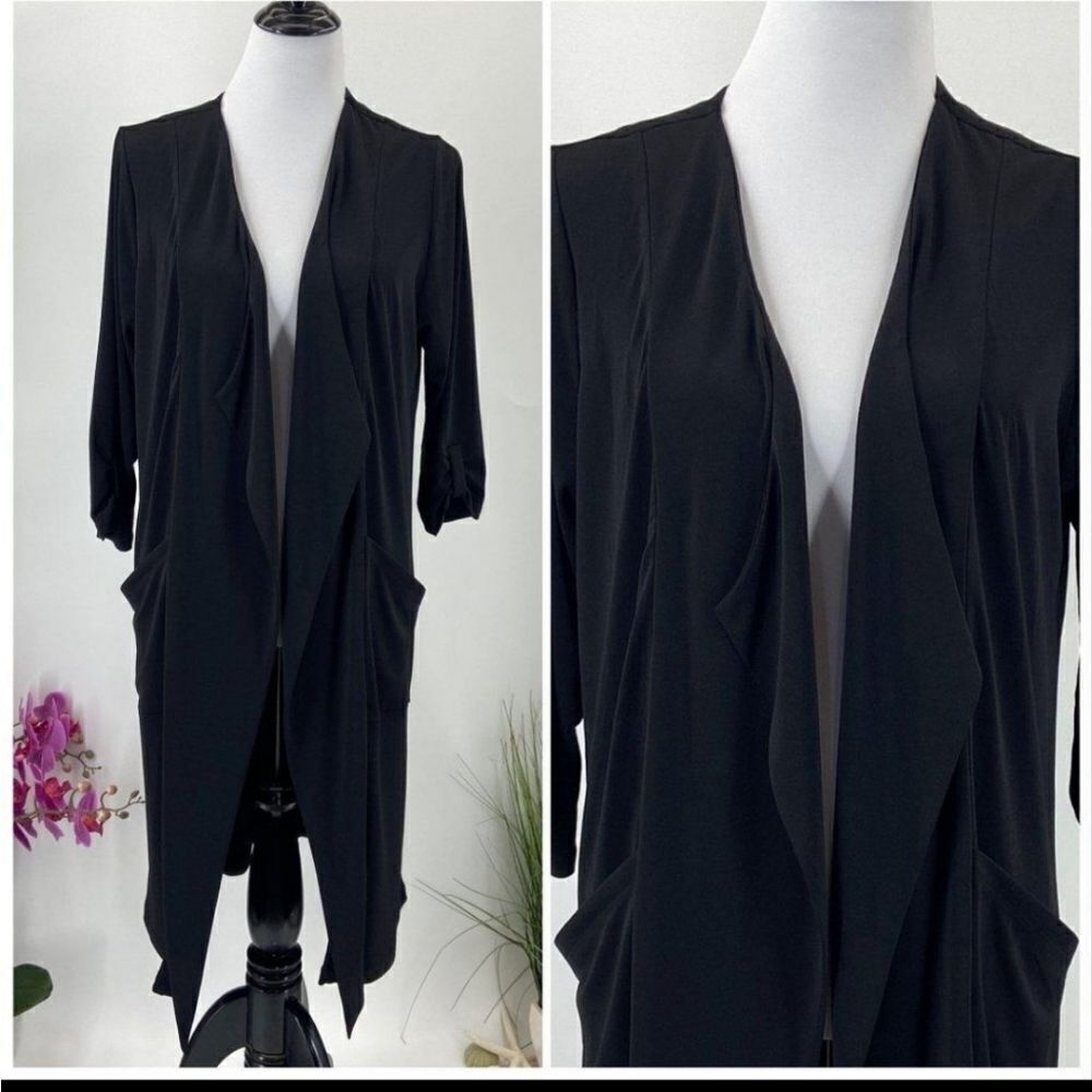 NWT Tahari Duster Cardigan Black Size Large